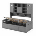 Letto singolo in legno di pino con contenitore e scaff