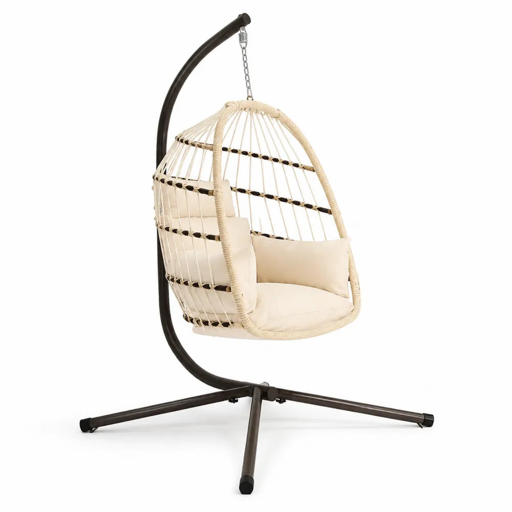 Sedia Sospesa in Rattan Sintetico con Struttura