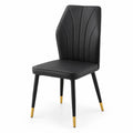 Sedia in Pelle Sintetica Nera con Gambe in Meta
