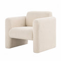 Poltrona in tessuto boucl¨¦ Crema con braccioli