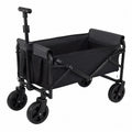 Carrello pieghevole in acciaio e tessuto nero con ruote i