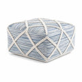 Pouf quadrato in cotone a righe blu e bianco con dettagli i